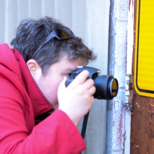 The artist, out on a photo-roam. Photo by Rachel Rosen. 